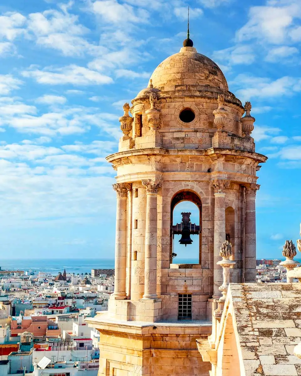View from the top of Cadiz Cathedral in Cadiz, Spain