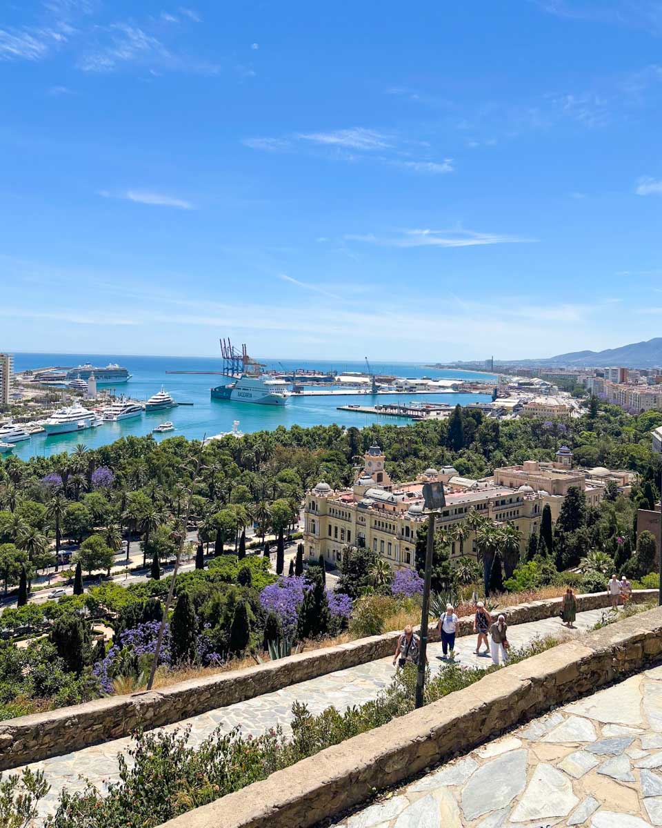 View on the path up to Castillo de Gibralfaro in Malaga, Spain