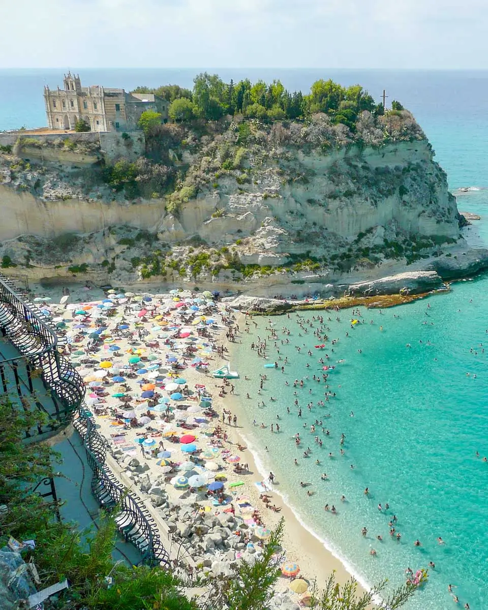 View over Isola Bella Beach, Tropea, Italy